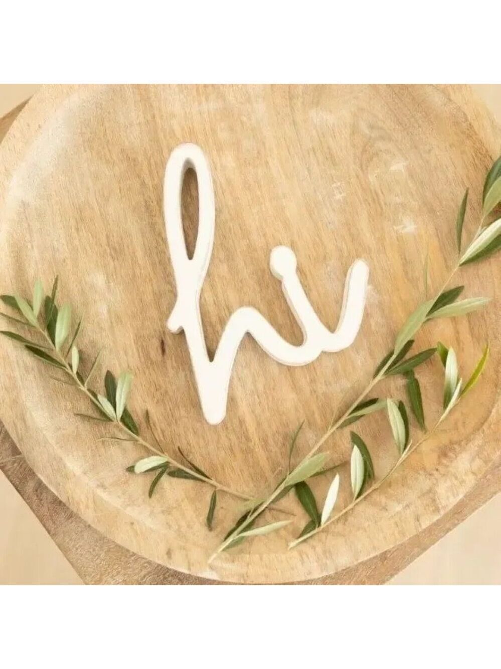 ($12) Hi Woodcut Sign - White